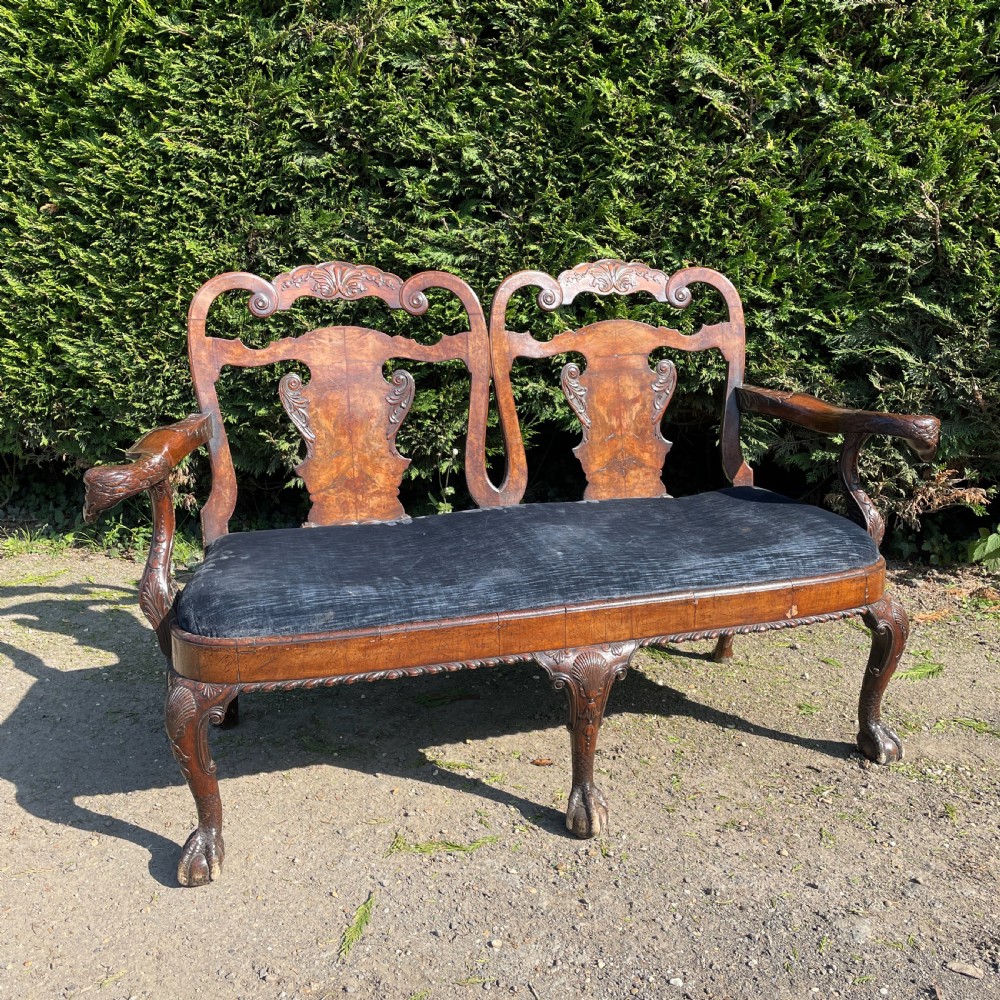 George II design carved Walnut chair back Sofa