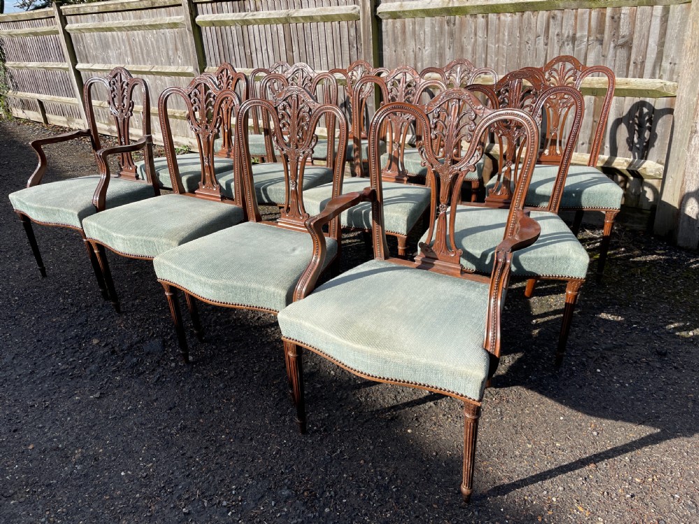 Set of 12  Hepplewhite Style Mahogany  Dining chairs 