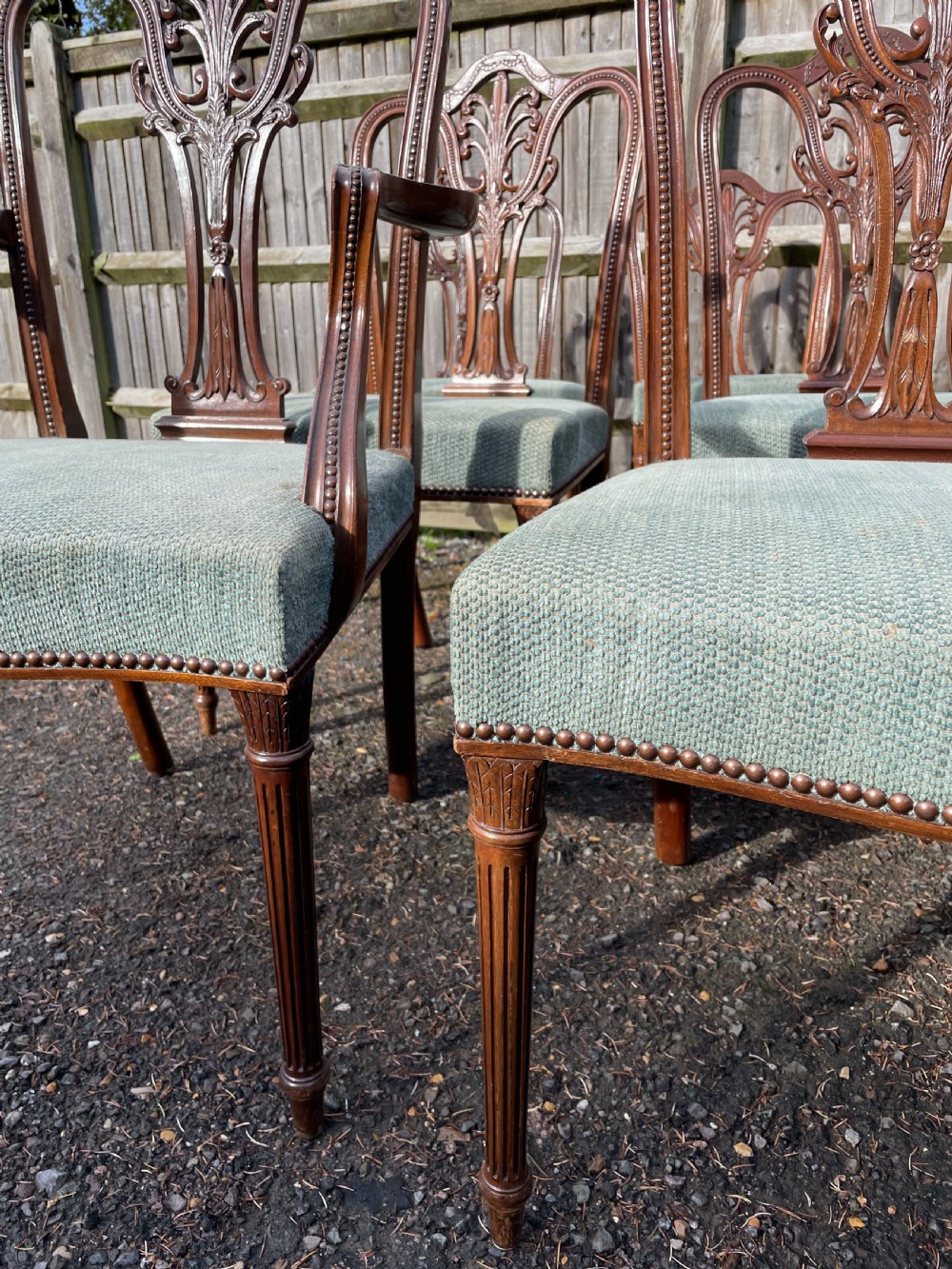 Set of 12  Hepplewhite Style Mahogany  Dining chairs  View IX