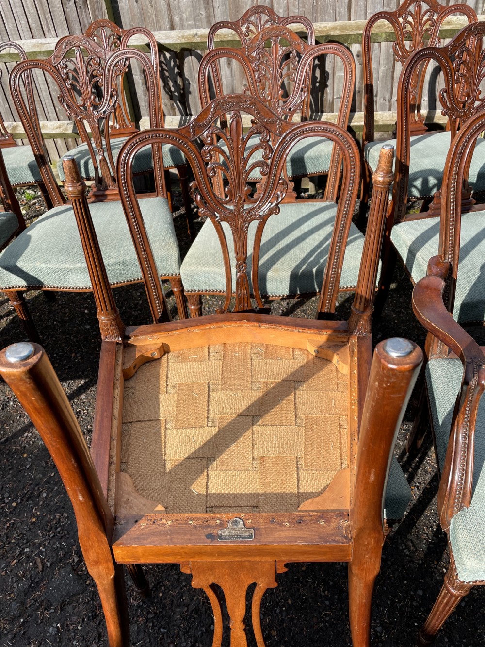Set of 12  Hepplewhite Style Mahogany  Dining chairs  View XI