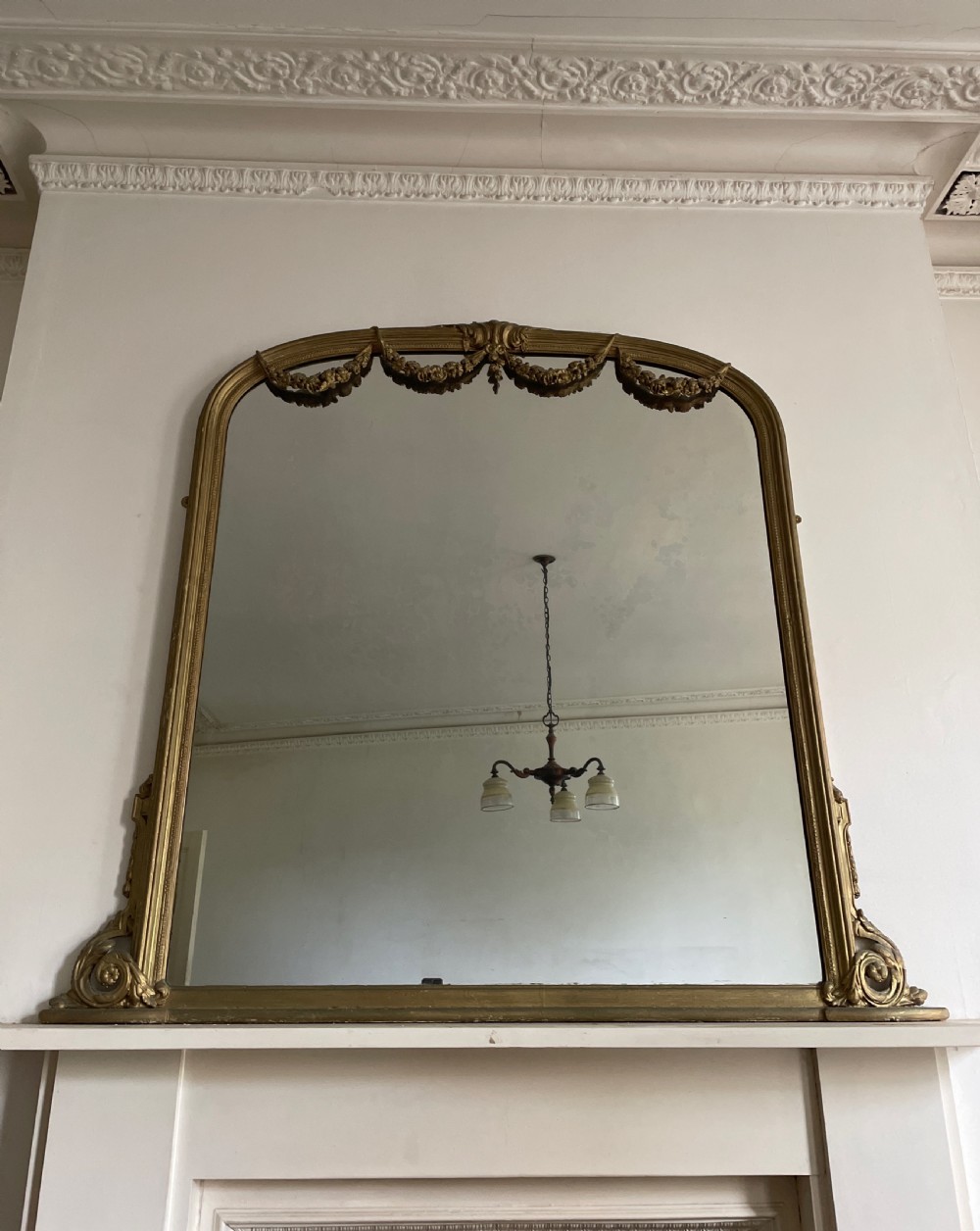 Large English Overmantle Mirror C1870