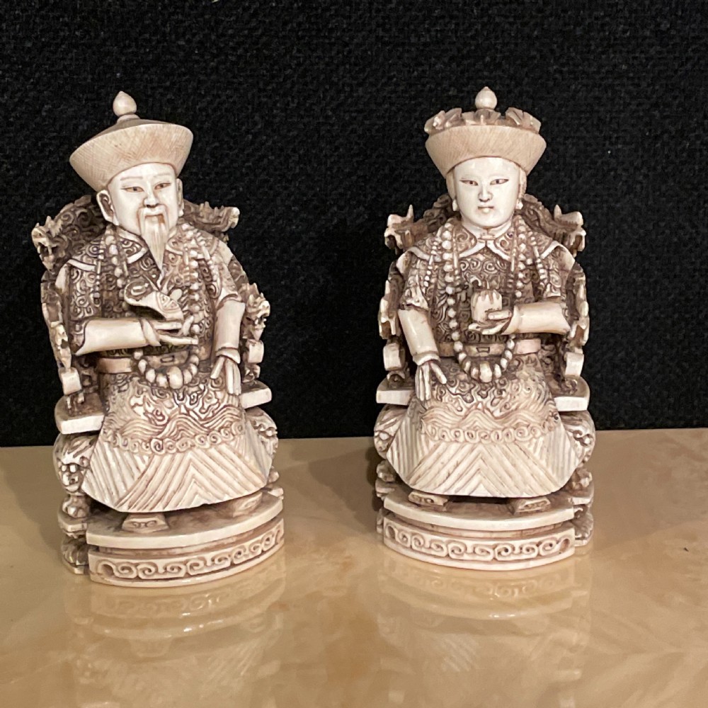 A finely carved pair of Chinese Ancestral figures C1900