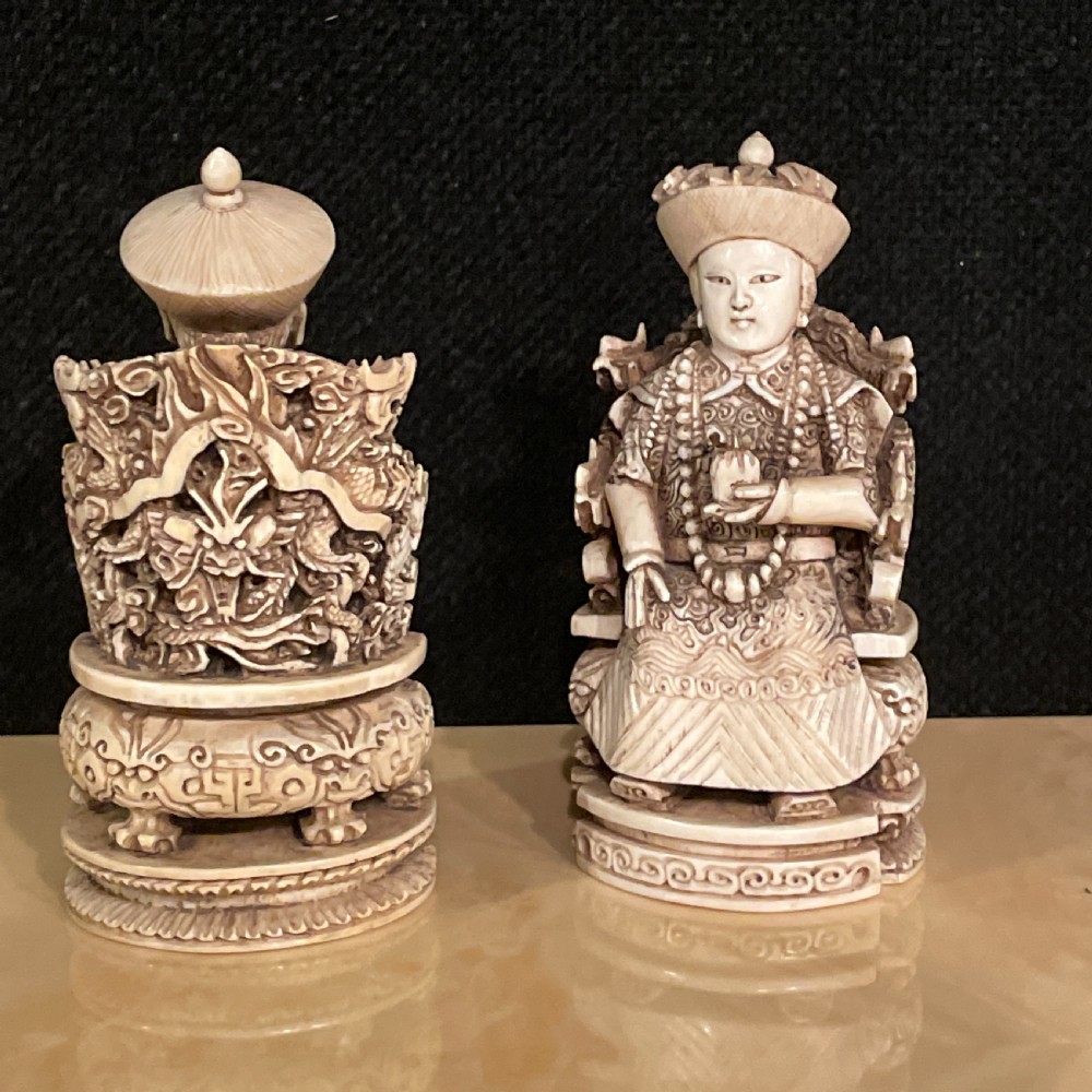 A finely carved pair of Chinese Ancestral figures C1900 View III