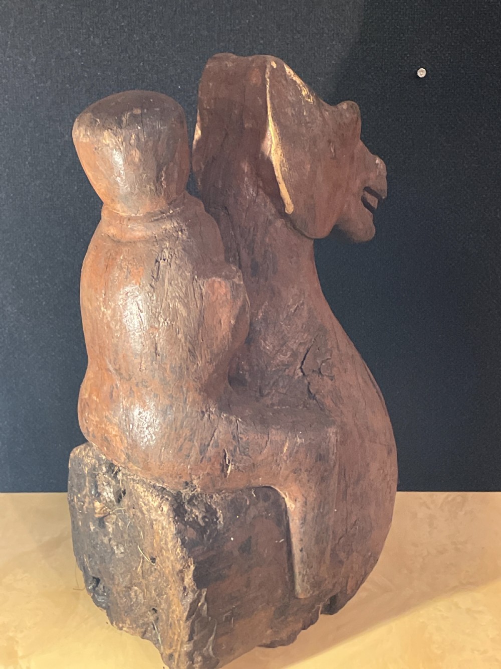 Chinese Carved wood horse and rider possibly Han Dynasty View III