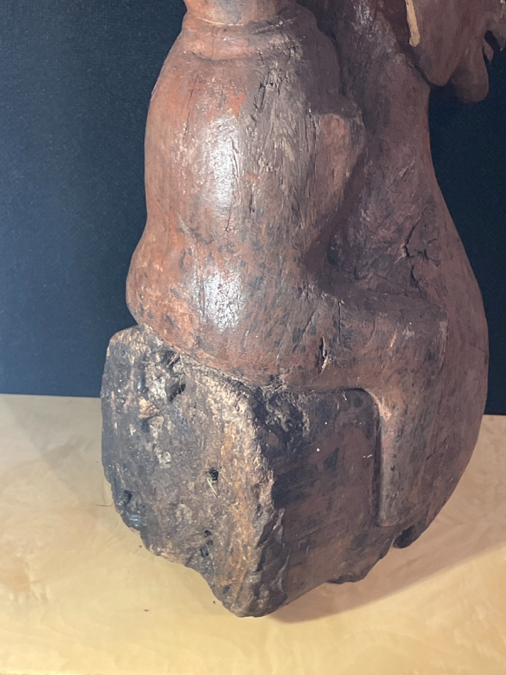 Chinese Carved wood horse and rider possibly Han Dynasty View V