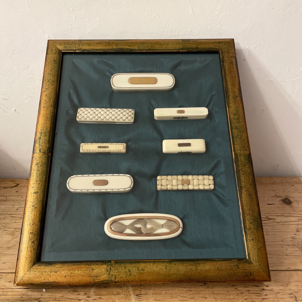 A collection of 8 Georgian Ivory & Gold Toothpick holders View II