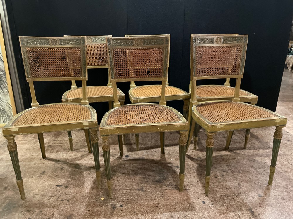 Set of six late 18thc  Italian chairs 