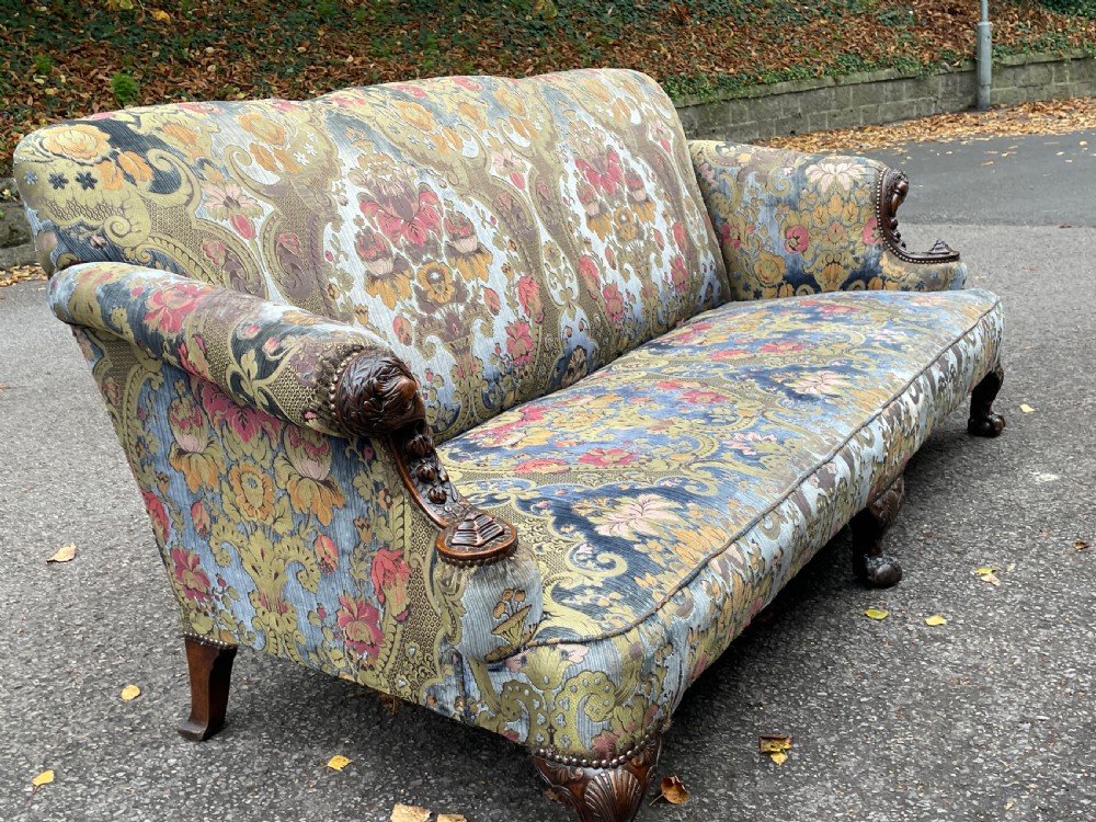 Finely carved George Ii style sofa c1890 View IV