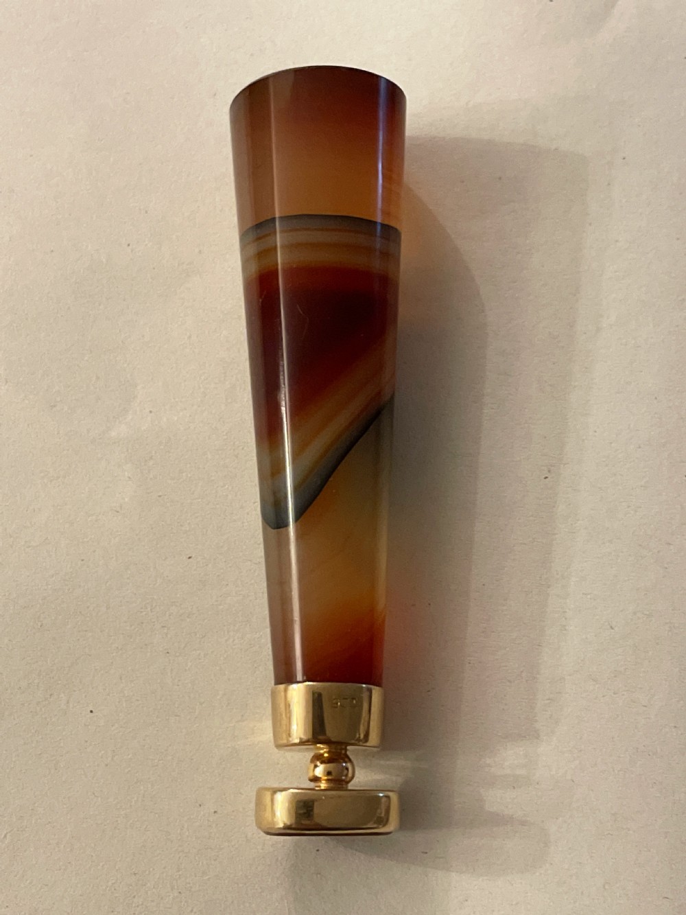 Antique Gold & Banded Agate Desk Seal