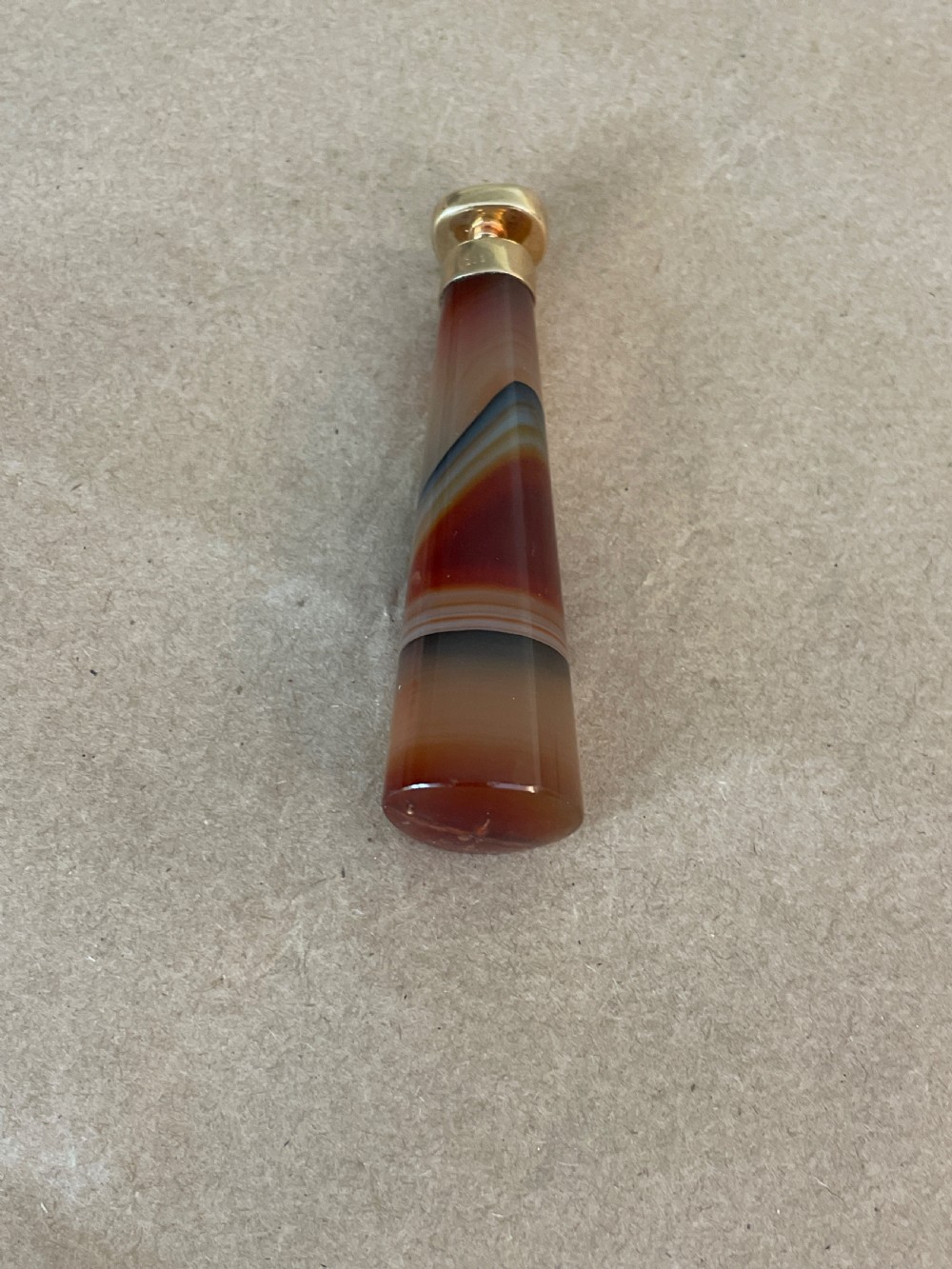 Antique Gold & Banded Agate Desk Seal View IV