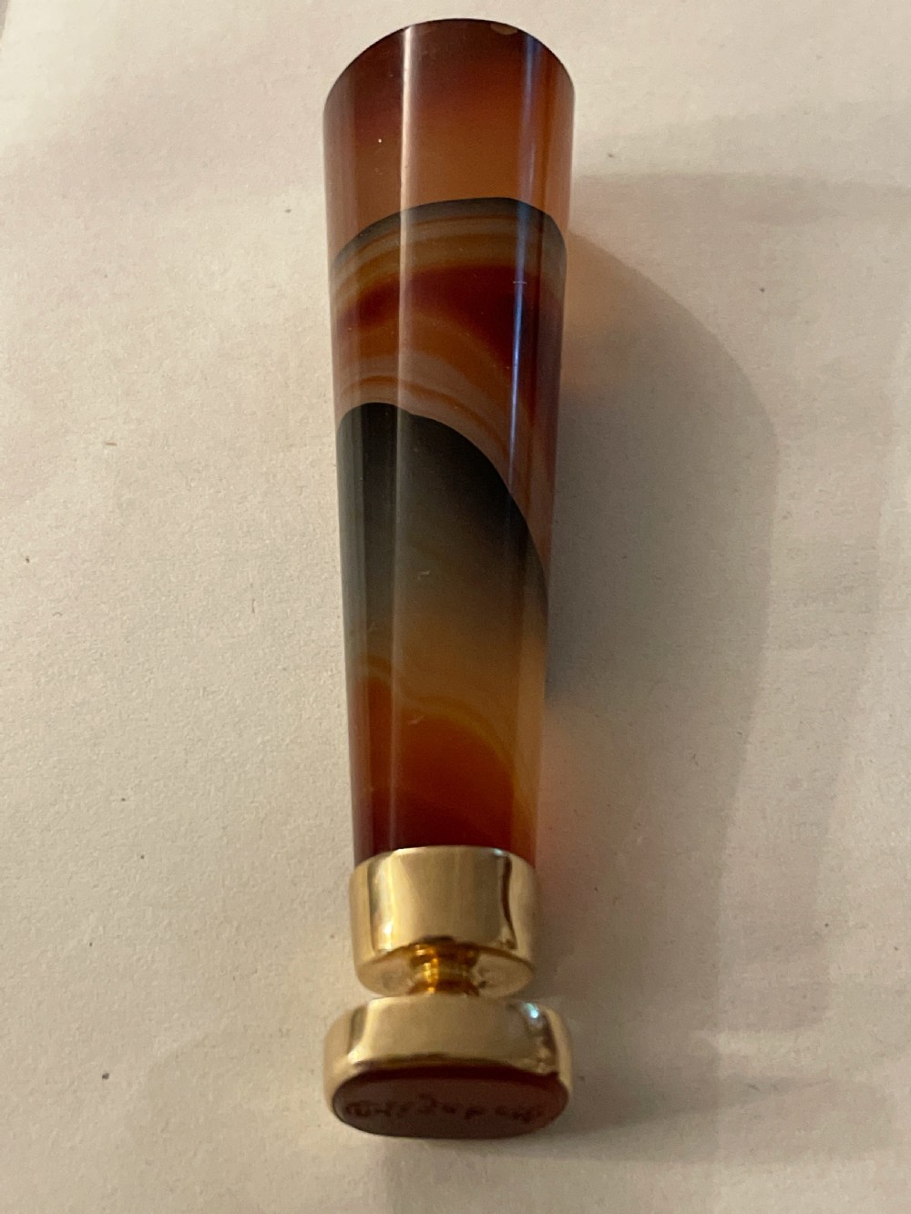 Antique Gold & Banded Agate Desk Seal View V
