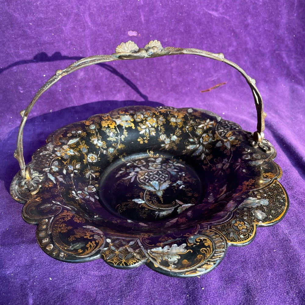 Superb Jennens & Bettridge  Papier Mache  Basket
