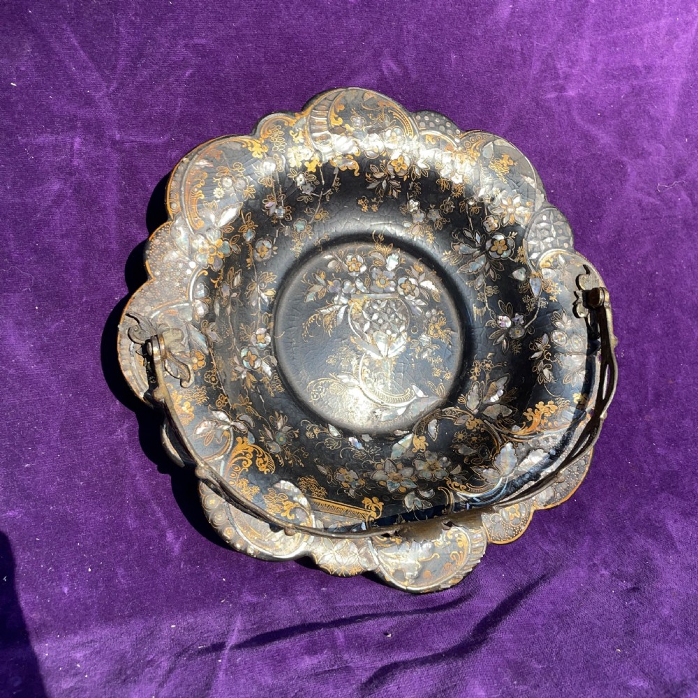 Superb Jennens & Bettridge  Papier Mache  Basket View XI