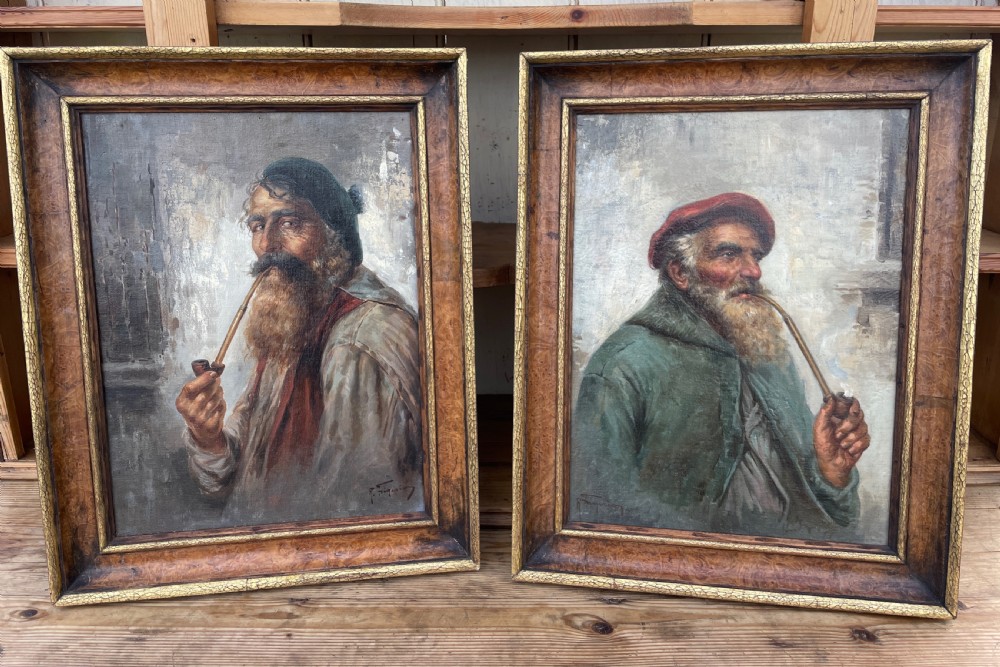 Pair of Antique Oil  Paintings by  Raffaelle FRIGERIO (1875-1948)
