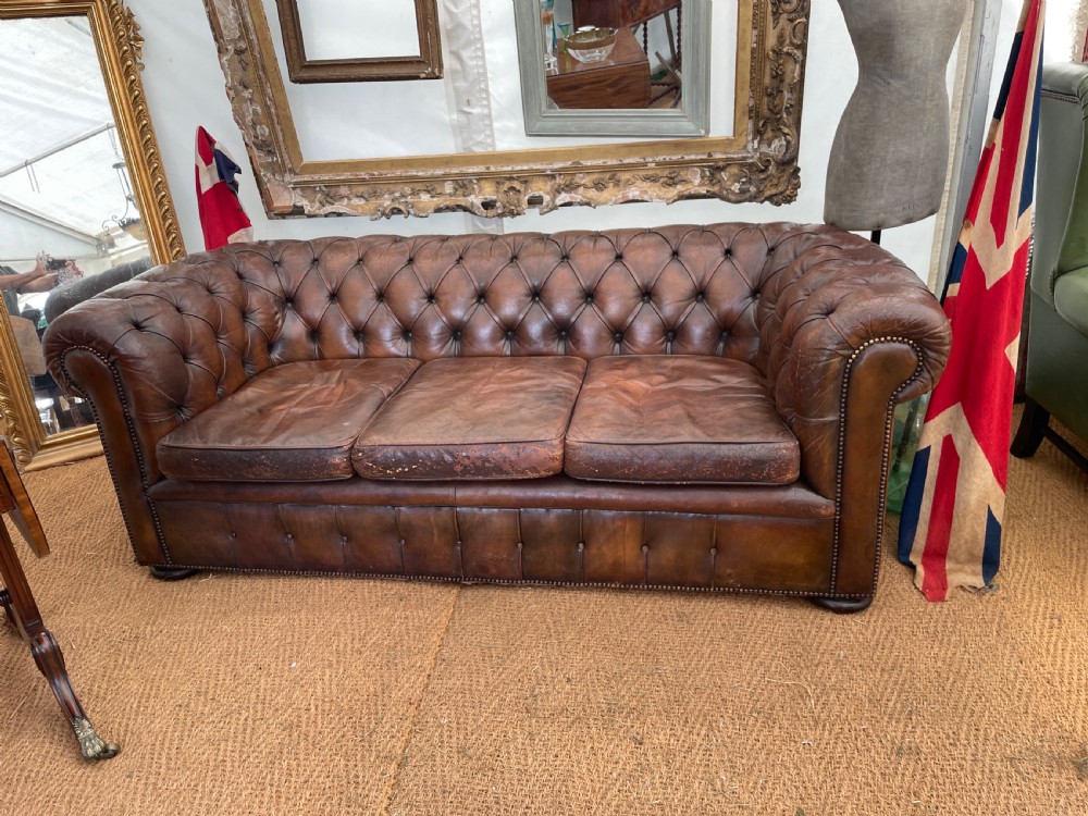 1930s Leather Chesterfield Sofa