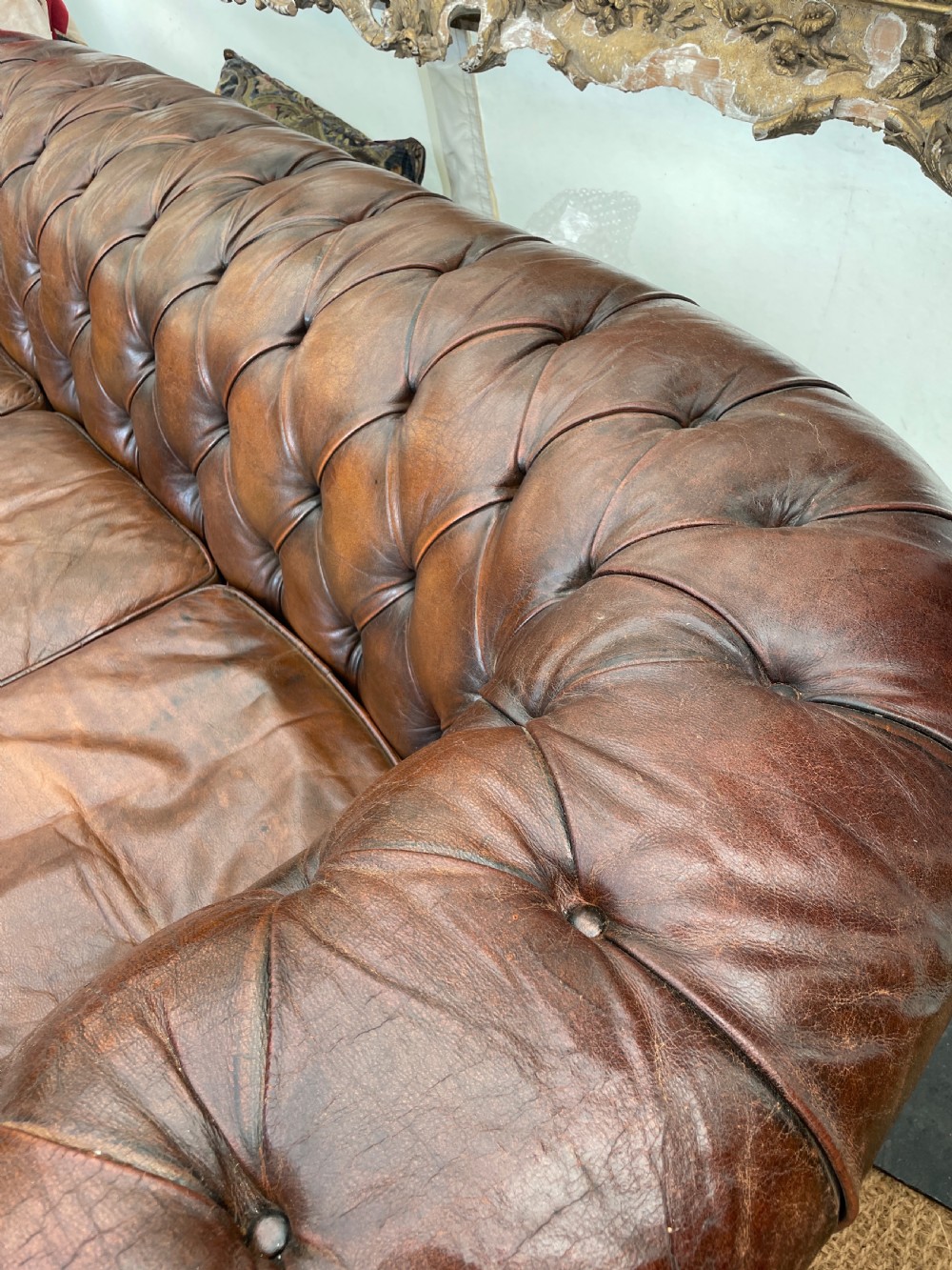 1930s Leather Chesterfield Sofa View III