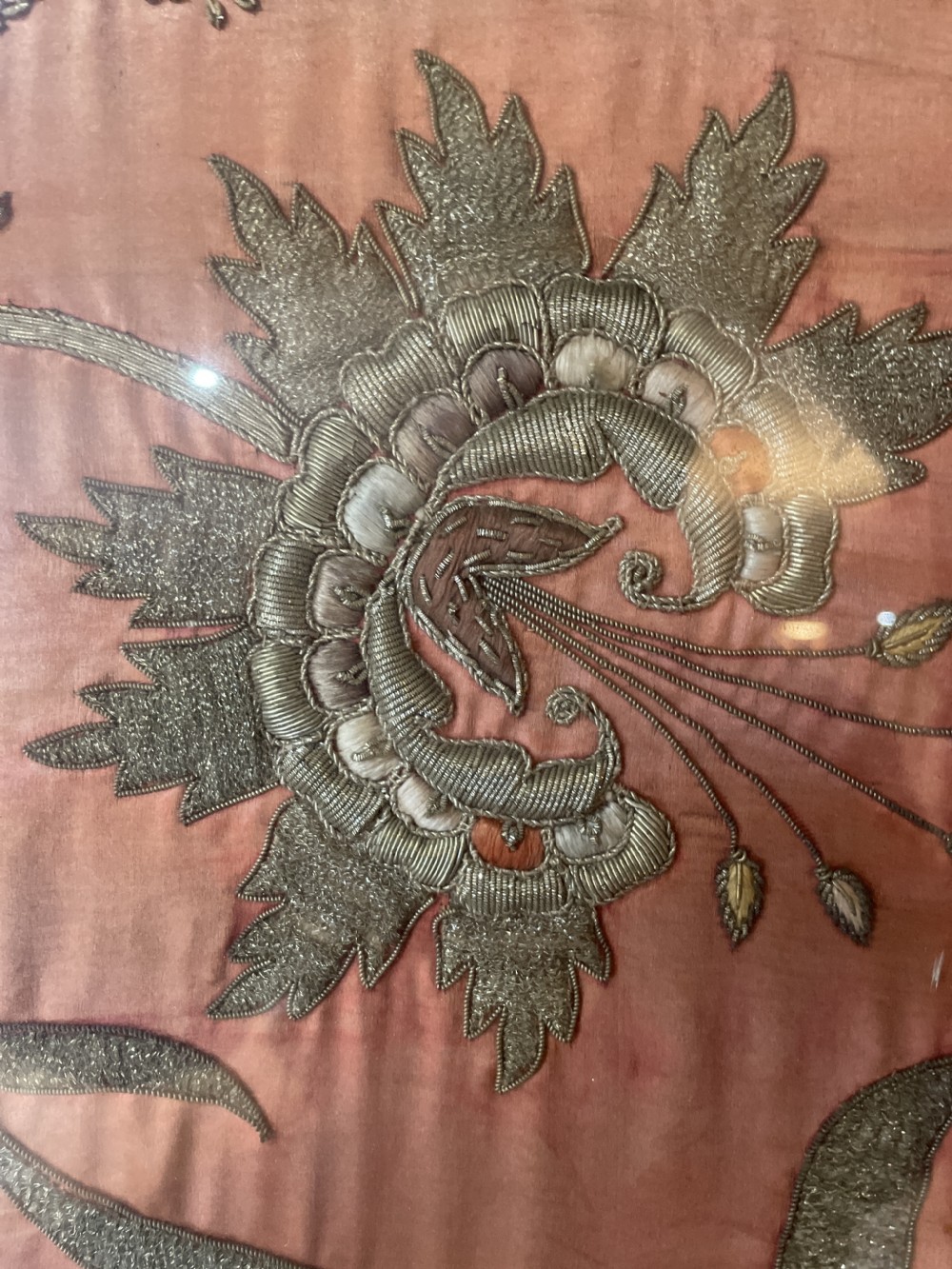  A large Indian 19th C Embroidered Panel of a Peacock   View II