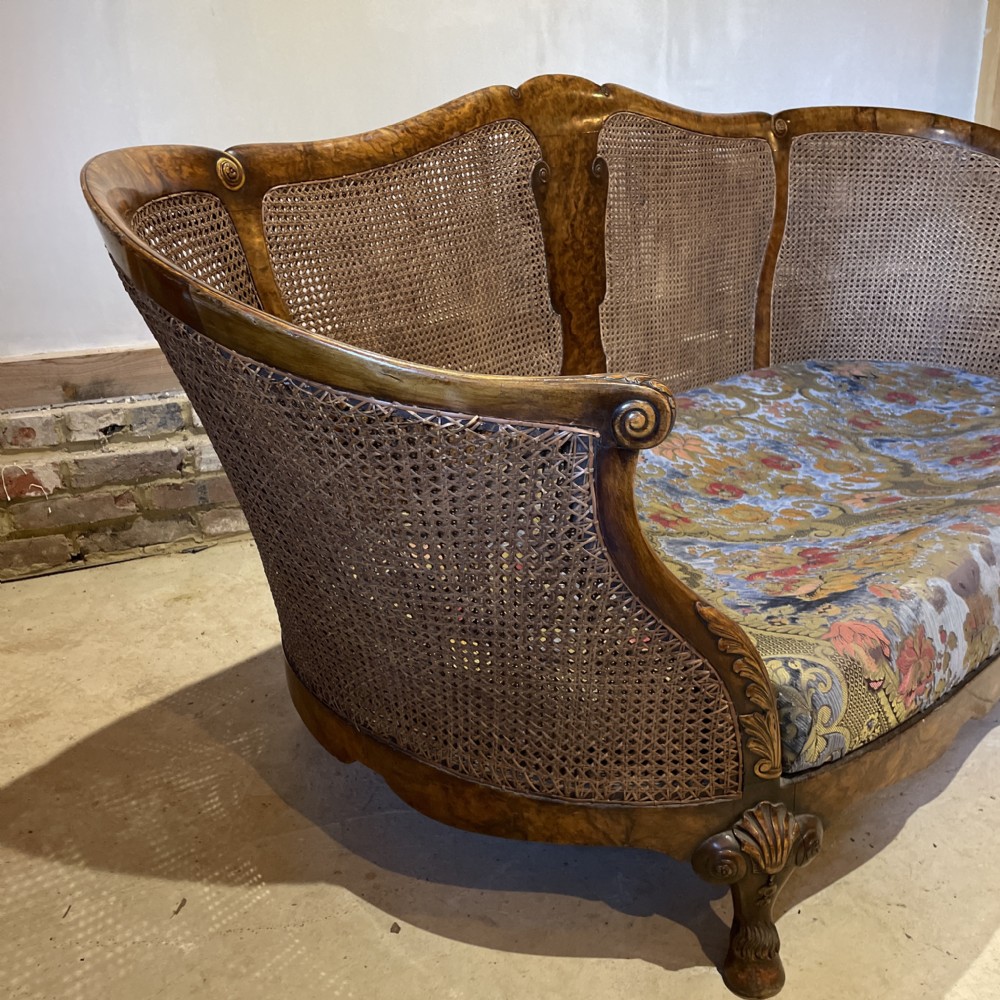 A superb 1920s  Burr Walnut Bergere  Sofa View IV