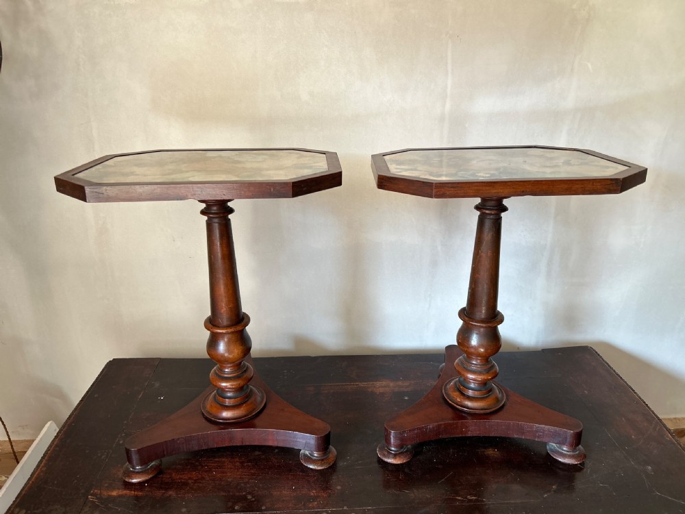Pair of early Victorian side tables with painted tops  View II