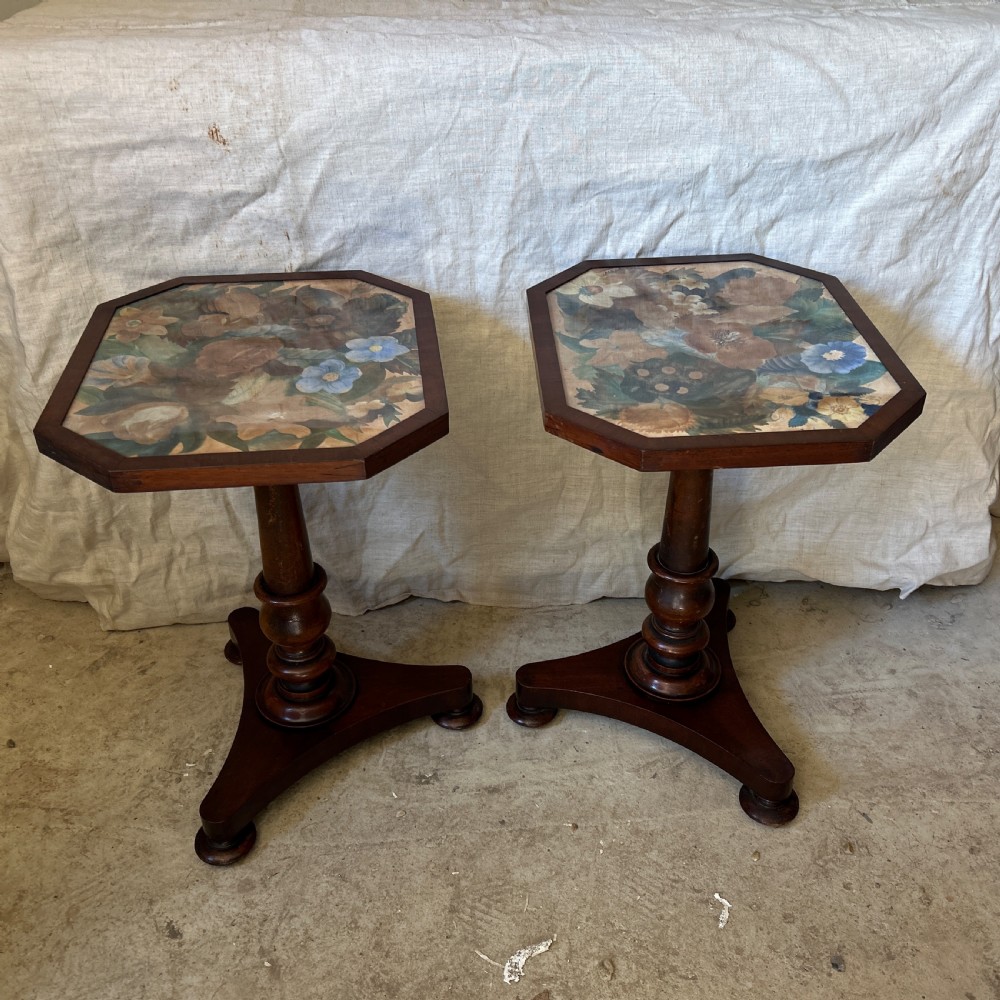 Pair of early Victorian side tables with painted tops  View III