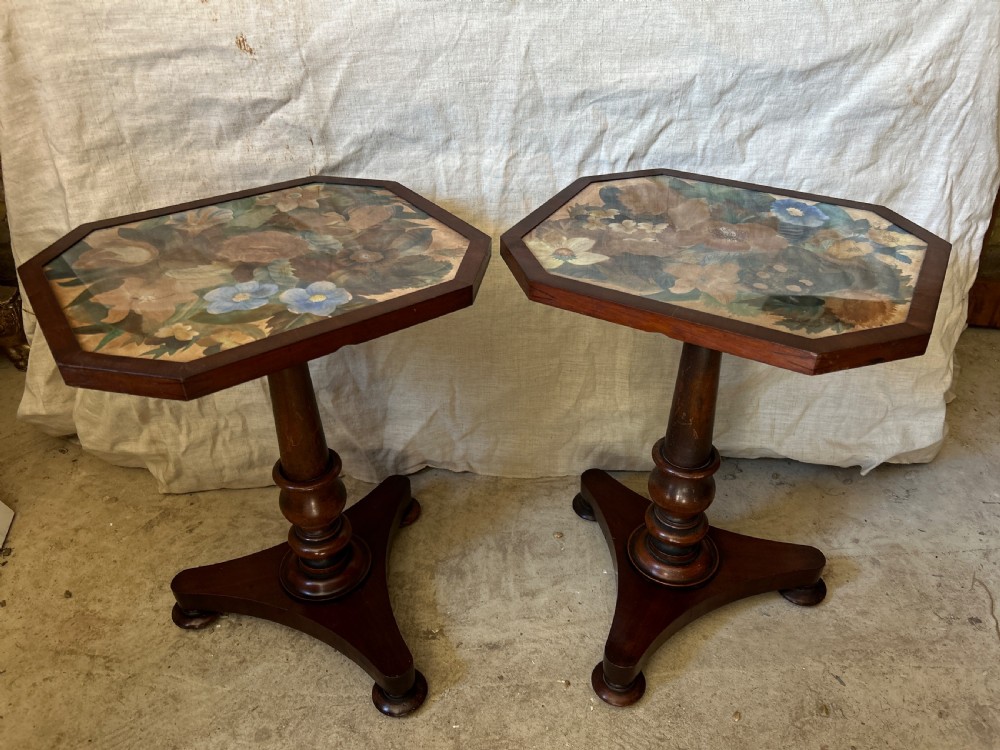 Pair of early Victorian side tables with painted tops  View X