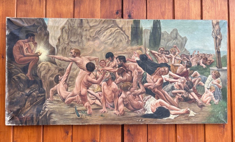 The Massacre of the innocents Signed Brunninger Oil on canvas