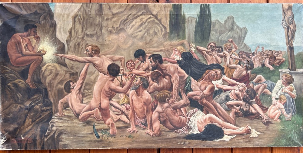 The Massacre of the innocents Signed Brunninger Oil on canvas View III