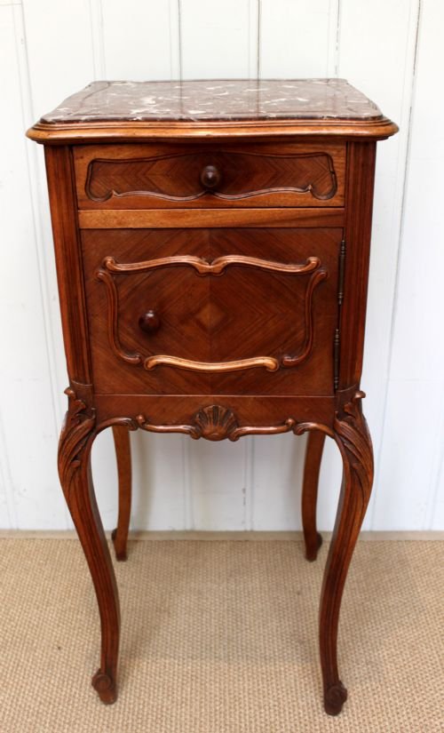 Late 19th Century Walnut Marble Top Night Table