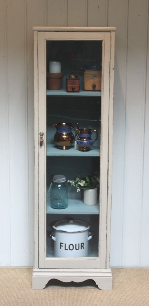 Tall Slim Painted Glazed Cabinet