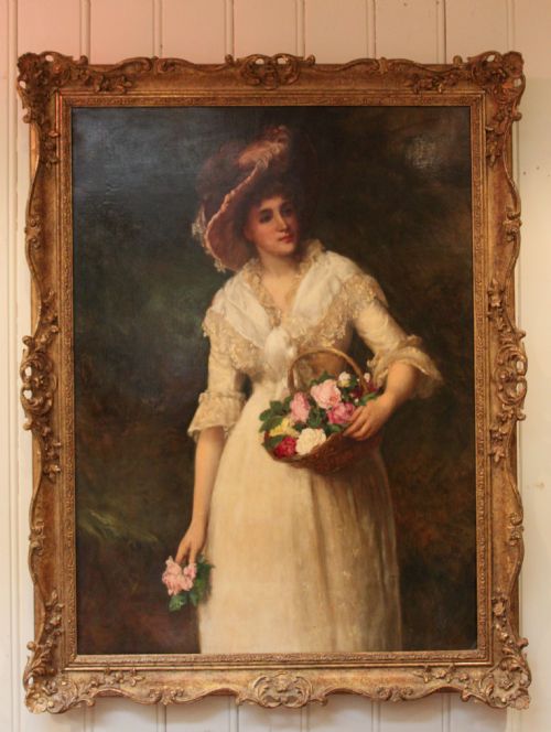 Oil on Canvas of a Flower Seller