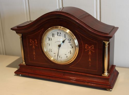 Edwardian Solid Mahogany and Inlay Mantel Clock
