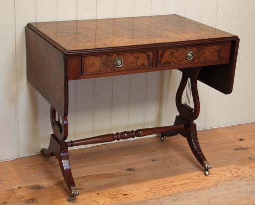 Burr Walnut Drop Leaf Sofa Table