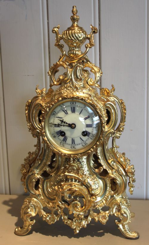 French Gilt Brass Mantel Clock