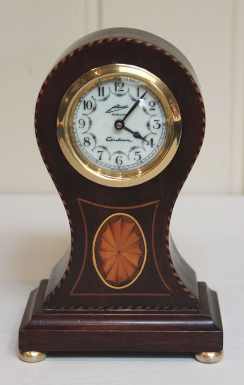 Small Solid Mahogany and Inlay Mantel Clock