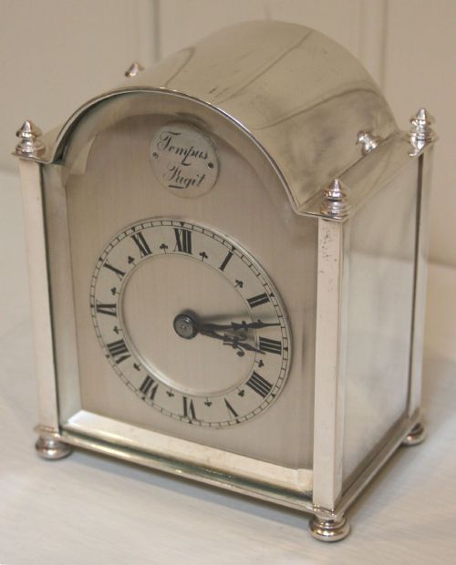 Silver Plated Break-arch Top Mantel Clock