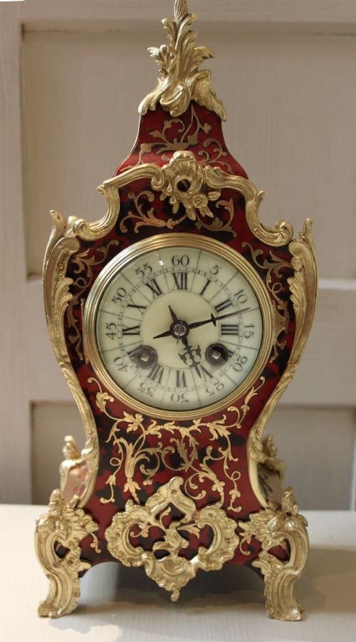 fig 1. French Tortoiseshell and Brass Inlay Boullework Mantel Clock
