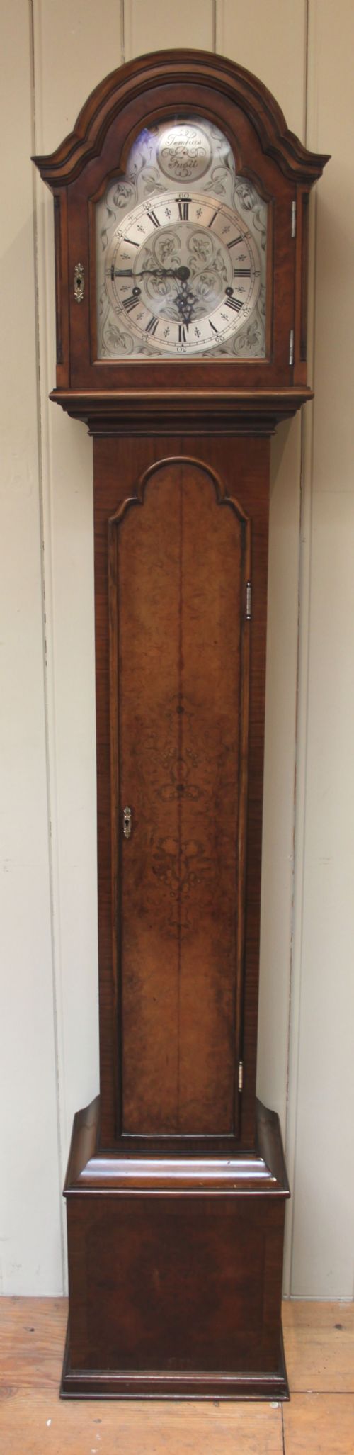 Burr Walnut Chiming Grandmother Clock