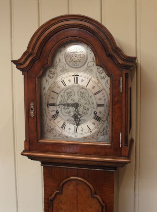 fig 1. Burr Walnut Chiming Grandmother Clock