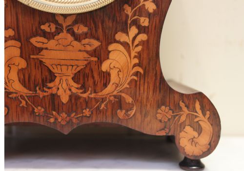 fig 1. Small Bell Striking Rosewood and Marquetry Mantel Clock