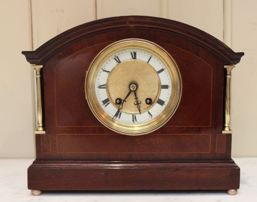 Mahogany and Inlay Striking Mantel Clock