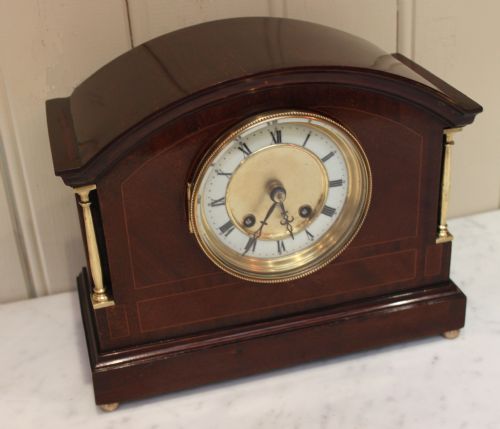 fig 1. Mahogany and Inlay Striking Mantel Clock