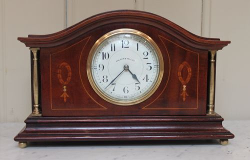 Edwardian Solid Mahogany and Inlay Mantel Clock