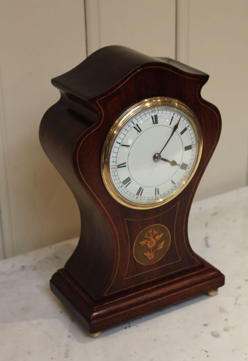 fig 1. Solid Mahogany and Inlaid Waisted Mantel Clock 