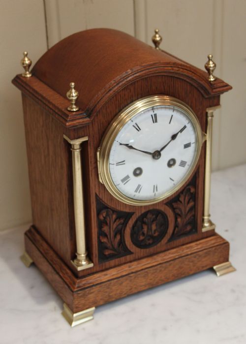 fig 1. Edwardian Solid Oak Striking Mantel Clock