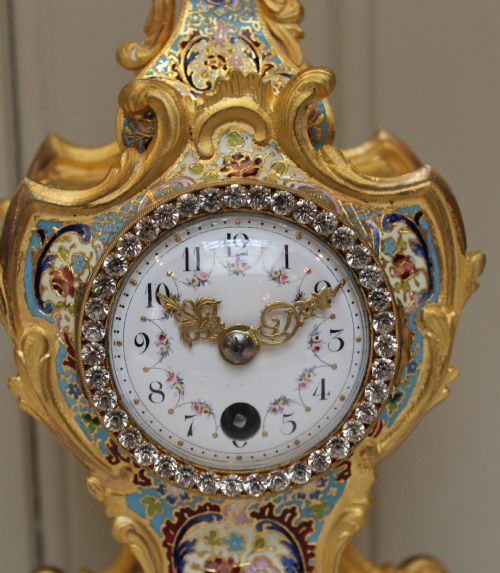 fig 1. French Ormolu and Champleve Enamel Mantel Clock