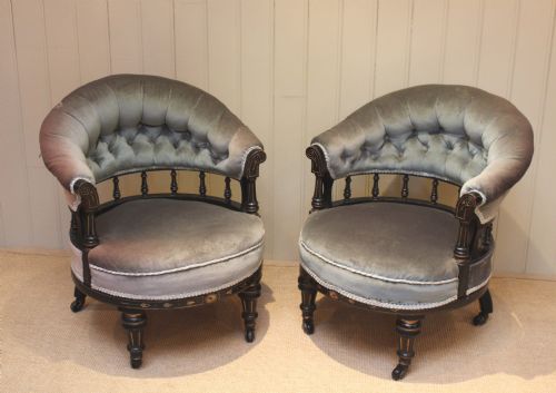 Late 19th Century Aesthetic Period Ebonised Tub Chair