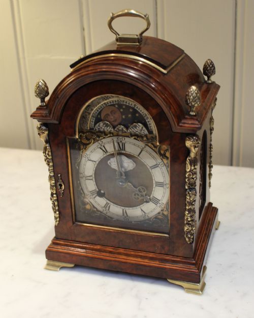 fig 1. Small Burr Walnut Moonphase Bracket Clock