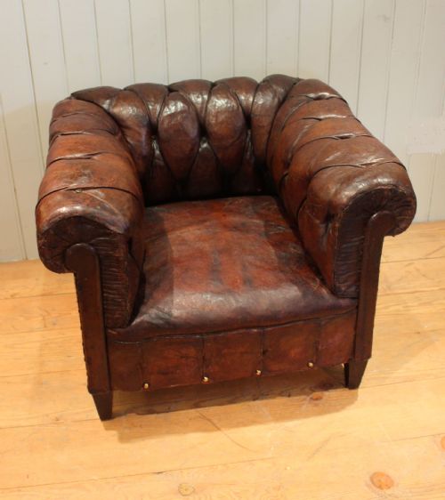 Edwardian Leather Chesterfield Chair (England, C. 1910)