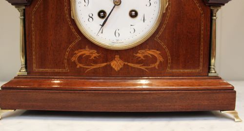 fig 1. Edwardian Mahogany and Inlay Striking Mantel Clock