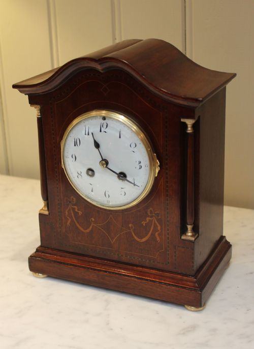 fig 1. Edwardian Mahogany and Inlay Striking Mantel Clock